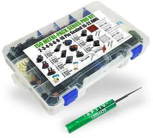 505pcs (2,3,4,5,6,8,10 PIN) Metri-Pack 150 Series 14 Amp Conductor Connector, Terminal, Sealed Weatherproof Automotive Electrical Connectors Kit 16-18-20-22 GA w/Remove Tool 505pcs (2,3,4,5,6,8,10 PIN) Metri-Pack 150 Series 14 Amp Conductor Connector, Terminal, Sealed Weatherproof Automotive Electrical Connectors Kit 16-18-20-22 GA w/Remove Tool