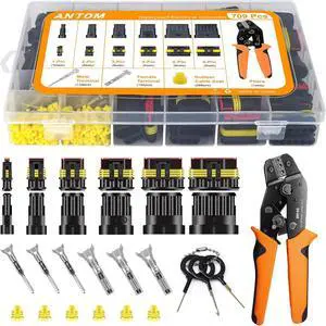 709PCS Water Proof Wire Connectors 43 Kits-1/2/3/4/5/6 Pin Automotive Electrical Connectors-With Ratcheting Wire Crimper-Waterproof Connectors for wiring 709PCS Water Proof Wire Connectors 43 Kits-1/2/3/4/5/6 Pin Automotive Electrical Connectors-With Ratcheting Wire Crimper-Waterproof Connectors for wiring