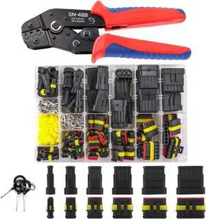 43 Sets 711Pcs Waterproof Wire Connectors with Tool - Automotive Male/Female 1/2/3/4/5/6 Pin - for Cars, Motorcycles & Boats - 22-16AWG Crimping. 43 Sets 711Pcs Waterproof Wire Connectors with Tool - Automotive Male/Female 1/2/3/4/5/6 Pin - for Cars, Motorcycles & Boats - 22-16AWG Crimping.