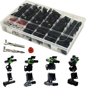 26 Kits Weather Pack Connectors, Waterproof Automotive Electrical Wire Connector Terminal Kit, 1/2/3/4 Pin 18-14 AWG 26 Kits Weather Pack Connectors, Waterproof Automotive Electrical Wire Connector Terminal Kit, 1/2/3/4 Pin 18-14 AWG