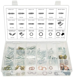 30290 Brake Bleeder Nipple Repair Insert Assortment, 105 Pieces, SAE & Metric Bleeding Screw Kit with Copper Washer Gasket & Bleeder Screw Caps 30290 Brake Bleeder Nipple Repair Insert Assortment, 105 Pieces, SAE & Metric Bleeding Screw Kit with Copper Washer Gasket & Bleeder Screw Caps