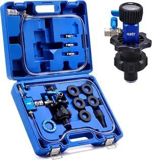 Coolant Vacuum Refill Kit, Cooling System Vacuum Fill Tool with Leak Detector 5 Round Adapters 1 Conical Adapter, Radiator Coolant Fill Kit with Dual-Movement Gauge for Vacuum Leak Coolant Vacuum Refill Kit, Cooling System Vacuum Fill Tool with Leak Detector 5 Round Adapters 1 Conical Adapter, Radiator Coolant Fill Kit with Dual-Movement Gauge for Vacuum Leak