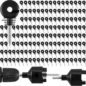 200 Pcs Electric Fence Insulator with 1 Pcs Insulator Socket Tool Screw in Ring Post Wood Post Electric Fence Ring with Socket Tool for Animal(Black) 200 Pcs Electric Fence Insulator with 1 Pcs Insulator Socket Tool Screw in Ring Post Wood Post Electric Fence Ring with Socket Tool for Animal(Black)