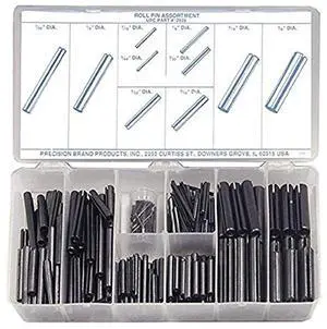 Spring Steel Slotted Spring Pin Assortment (300 Pieces), Plain Finish, Inch, With Case Spring Steel Slotted Spring Pin Assortment (300 Pieces), Plain Finish, Inch, With Case
