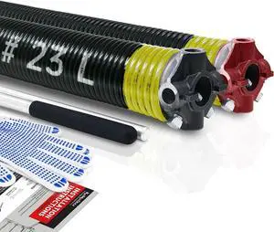 Pair of 2" Garage Door Torsion Springs Set with Non-Slip Winding Bars & Gloves, Precision Electrophoresis Black Coated Without Oil, for Replacement & Installation, MIN 16,000 Cycles(0.207x2''x23'') Pair of 2" Garage Door Torsion Springs Set with Non-Slip Winding Bars & Gloves, Precision Electrophoresis Black Coated Without Oil, for Replacement & Installation, MIN 16,000 Cycles(0.207x2''x23'')
