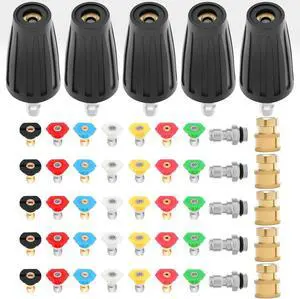 5 set Pressure Washer Nozzle Tips 4000 PSI 4.0 GPM Pressure Washer 1/4" & 3/8" Quick Connect with 35 Nozzle Tips Kit Multiple Degrees (0, 15, 25, 40, 65, Rinse1, Soap2) for Car Concrete Brick 5 set Pressure Washer Nozzle Tips 4000 PSI 4.0 GPM Pressure Washer 1/4" & 3/8" Quick Connect with 35 Nozzle Tips Kit Multiple Degrees (0, 15, 25, 40, 65, Rinse1, Soap2) for Car Concrete Brick