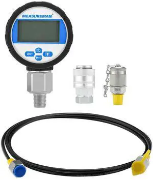 10000PSI Digital Hydraulic Pressure Test Coupling Kit, 63-Inch Hose, G1/8 & Caterpillar Connectors, 0.4% Accuracy, 1/4 NPT Gauge for Excavators and Industrial Systems 10000PSI Digital Hydraulic Pressure Test Coupling Kit, 63-Inch Hose, G1/8 & Caterpillar Connectors, 0.4% Accuracy, 1/4 NPT Gauge for Excavators and Industrial Systems