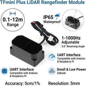 TFmini Plus Lidar Module Single-Point TOF TF mini Plus Laser Ranging Sensor Module 0.1m~12m 1-1000Hz IP65 Waterproof Dustproof Distance Sensor with UART for Raspbarry Pi TFmini Plus Lidar Module Single-Point TOF TF mini Plus Laser Ranging Sensor Module 0.1m~12m 1-1000Hz IP65 Waterproof Dustproof Distance Sensor with UART for Raspbarry Pi