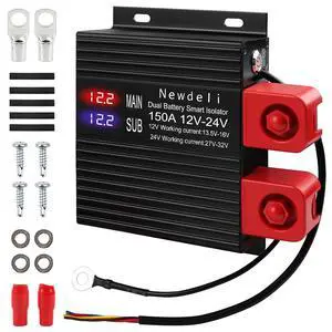150 Amp Dual Battery Isolator 12V/24V Universal Voltage Sensitive Relay VSR Smart Dual Battery Isolator Kit for Marine RV UTV Car Boat Truck Trailer ATV Camper Moto 150 Amp Dual Battery Isolator 12V/24V Universal Voltage Sensitive Relay VSR Smart Dual Battery Isolator Kit for Marine RV UTV Car Boat Truck Trailer ATV Camper Moto