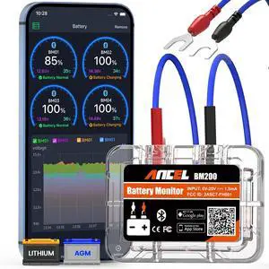 BM200-US Car Battery Tester 12V Automotive Battery Monitor Bluetooth | Auto Battery Load Tester with Cranking Charging Test Alarm Record Voltage History Voltmeter for Car/RV/Motorcycle/Truck/Boat BM200-US Car Battery Tester 12V Automotive Battery Monitor Bluetooth | Auto Battery Load Tester with Cranking Charging Test Alarm Record Voltage History Voltmeter for Car/RV/Motorcycle/Truck/Boat