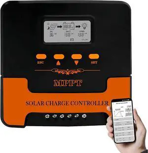 40A MPPT Solar Charge Controller, App Control,12V/24V for Off-Grid | 99% Tracking Efficiency, Max 100V PV Input, LCD Display,FLD & LiFePO4 Support for RVs,Boats,Cabins,House & Solar Panels. 40A MPPT Solar Charge Controller, App Control,12V/24V for Off-Grid | 99% Tracking Efficiency, Max 100V PV Input, LCD Display,FLD & LiFePO4 Support for RVs,Boats,Cabins,House & Solar Panels.