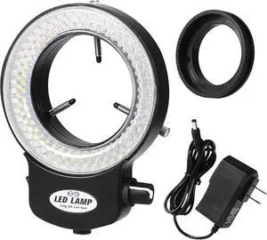 144 LED Ring Microscope Light Adjustable Illuminator, Microscope Lamp LED Ring Light Source for Lab Stereo Microscopes, Camera and Mini Lathe - Black 144 LED Ring Microscope Light Adjustable Illuminator, Microscope Lamp LED Ring Light Source for Lab Stereo Microscopes, Camera and Mini Lathe - Black