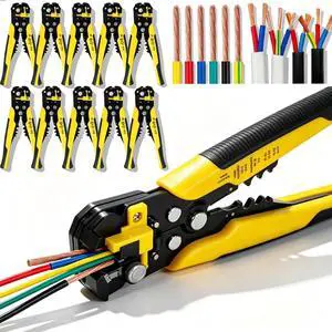 10 Pack Self-Adjusting Wire Stripper Bulk, 3-in-1 Automatic Wire Stripping Crimping Cutting Tool, 10-24 AWG (0.2-6.0mm²) Zinc Alloy Wire Cutter Stripper for Electricians DIY 10 Pack Self-Adjusting Wire Stripper Bulk, 3-in-1 Automatic Wire Stripping Crimping Cutting Tool, 10-24 AWG (0.2-6.0mm²) Zinc Alloy Wire Cutter Stripper for Electricians DIY
