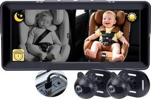 1080P Dual Baby Car Camera: Easy to Install 6.8" Monitor 2-Kids at Once | Clear Night Vision, 150° Wide-Angle Camera Seeing Baby from Head to Toe, Plug & Play for 2-Kids/Twin Family & 3-Row SUVs 1080P Dual Baby Car Camera: Easy to Install 6.8" Monitor 2-Kids at Once | Clear Night Vision, 150° Wide-Angle Camera Seeing Baby from Head to Toe, Plug & Play for 2-Kids/Twin Family & 3-Row SUVs