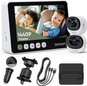 5" 1440P Baby Car Camera for 2 Kids, 360° Rotating Adjustable View | Dual Cameras, Split Screen Night Vision, Easy Setup Car Seat Monitor, USB Powered with Charger, Shower Gift for Parents 5" 1440P Baby Car Camera for 2 Kids, 360° Rotating Adjustable View | Dual Cameras, Split Screen Night Vision, Easy Setup Car Seat Monitor, USB Powered with Charger, Shower Gift for Parents