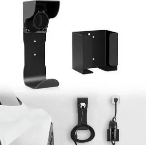 Varcozy EV Charger Holder Set, Charging Box Holder and Wall-Mount Connector Nozzle Holster Dock with J-Hook for SAE J1772, Electric Car Charger Cable Holder for Outdoor/Indoor Varcozy EV Charger Holder Set, Charging Box Holder and Wall-Mount Connector Nozzle Holster Dock with J-Hook for SAE J1772, Electric Car Charger Cable Holder for Outdoor/Indoor