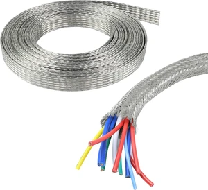Tinned Copper Braid Cable Wire Shielding Sleeve 1/2 in Wide(0.32 ID)-28ft Tinned Copper Braid Cable Wire Shielding Sleeve 1/2 in Wide(0.32 ID)-28ft