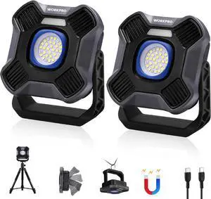 Magnetic Work Light, 4000mAh Rechargeable LED Work Lights, 2000LM | Portable Flood Light with Stand - for Camping, Fishing, Car Repair, Emergency, Job Site Lighting, Mechanic Light with 5 Modes Magnetic Work Light, 4000mAh Rechargeable LED Work Lights, 2000LM | Portable Flood Light with Stand - for Camping, Fishing, Car Repair, Emergency, Job Site Lighting, Mechanic Light with 5 Modes