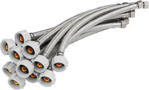 12 PACKS Toilet Hose Supply Line 12 Inch Braided 7/8" BC x 3/8"Comp,NSF | Flexible Toilet Water Hose Connector,Stainless Steel Water Supply Line for Toilet Hose Replacement 12 PACKS Toilet Hose Supply Line 12 Inch Braided 7/8" BC x 3/8"Comp,NSF | Flexible Toilet Water Hose Connector,Stainless Steel Water Supply Line for Toilet Hose Replacement