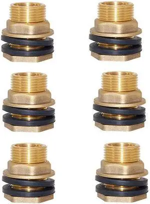 6PCS 1/2" Female 3/4" Male Brass Water Tank Bulkhead Tank Fitting | With Rubber Ring, Soild Brass, Provides Stable And Leakproof Connection, Water Tank Connector 6PCS 1/2" Female 3/4" Male Brass Water Tank Bulkhead Tank Fitting | With Rubber Ring, Soild Brass, Provides Stable And Leakproof Connection, Water Tank Connector
