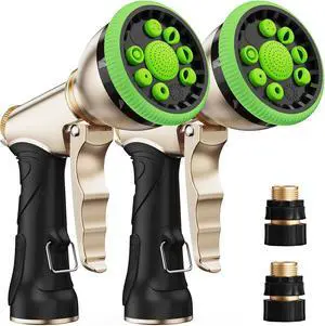Garden Hose Nozzle, Heavy Duty Metal Water Hose Sprayer Nozzle with 9 Adjustable Spray Patterns, High Pressure Hand Sprayer for Watering Plants, Lawns, Car and Pet Washing (2Pack, Green) Garden Hose Nozzle, Heavy Duty Metal Water Hose Sprayer Nozzle with 9 Adjustable Spray Patterns, High Pressure Hand Sprayer for Watering Plants, Lawns, Car and Pet Washing (2Pack, Green)