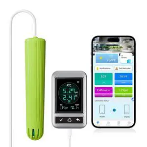 WiFi Smart Hydroponics Monitor, 4-in-1 Continuous pH Meter, EC TDS PPM & Temp Tester, 24/7 App Data Export & Real-Time Alerts for Hydroponic Grow System Indoor Grow Tent DWC Aquaponics WiFi Smart Hydroponics Monitor, 4-in-1 Continuous pH Meter, EC TDS PPM & Temp Tester, 24/7 App Data Export & Real-Time Alerts for Hydroponic Grow System Indoor Grow Tent DWC Aquaponics