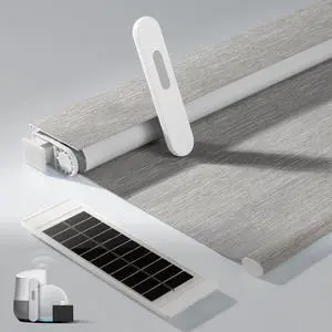 No Drill Motorized Blinds with Remote, Automatic Roller Shades | Easy Install, Rechargeable Blackout Smart Blinds for Bedroom, Office & High Windows Fabric Wrapped Cover, Grey, 35"Wx72"H No Drill Motorized Blinds with Remote, Automatic Roller Shades | Easy Install, Rechargeable Blackout Smart Blinds for Bedroom, Office & High Windows Fabric Wrapped Cover, Grey, 35"Wx72"H