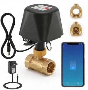 Smart WiFi Motorized Brass Water Ball Valve with App Control | Programmable Timer Switch, Manual Open/Close, Tuya App Alert, Multi-User, Alexa/Google Home Compatible, 3/4" NPT Threaded Smart WiFi Motorized Brass Water Ball Valve with App Control | Programmable Timer Switch, Manual Open/Close, Tuya App Alert, Multi-User, Alexa/Google Home Compatible, 3/4" NPT Threaded