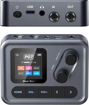 Multi Effects Guitar Processor, ANN Amp Model & IR Loader, 80 Presets | 6 Modules, Clip-on Design, USB Audio Interface & OTG Recording Portable Effects Processor for Electric Guitar & Bass Multi Effects Guitar Processor, ANN Amp Model & IR Loader, 80 Presets | 6 Modules, Clip-on Design, USB Audio Interface & OTG Recording Portable Effects Processor for Electric Guitar & Bass