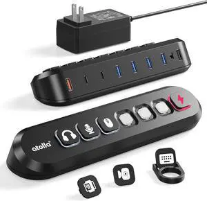 7-Port Powered USB Hub, 4 USB-A 3.0+2 USB-C 3.0+1 Fast Charging Port | 36W USB 3.0 Hub with LED Switches, 13 Customizable Keycaps, 12V/3A Power Adapter for Windows, MacOS, Linux 7-Port Powered USB Hub, 4 USB-A 3.0+2 USB-C 3.0+1 Fast Charging Port | 36W USB 3.0 Hub with LED Switches, 13 Customizable Keycaps, 12V/3A Power Adapter for Windows, MacOS, Linux