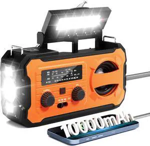 Hand Crank Emergency Radio 10000mAh Weather Radio with AM/FM/NOAA, Orange | Emergency Weather Radio with Solar Prower SOS Phone Charging LED Flashlight, Survival Gear for Outdoor Home Emergencies Kits Hand Crank Emergency Radio 10000mAh Weather Radio with AM/FM/NOAA, Orange | Emergency Weather Radio with Solar Prower SOS Phone Charging LED Flashlight, Survival Gear for Outdoor Home Emergencies Kits