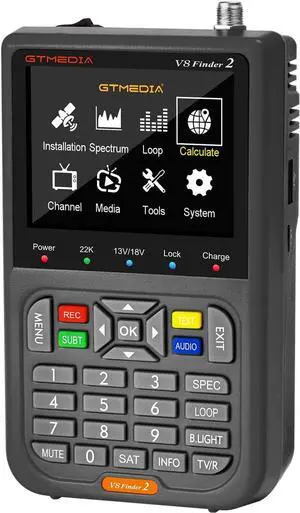 GT Media V8 Finder2 Satellite Finder Digital FTA DVB-S/S2/S2X Signal Measuring Meter Detector Receiver LCD Screen for Adjusting Sat TV Dish with Backpack GT Media V8 Finder2 Satellite Finder Digital FTA DVB-S/S2/S2X Signal Measuring Meter Detector Receiver LCD Screen for Adjusting Sat TV Dish with Backpack