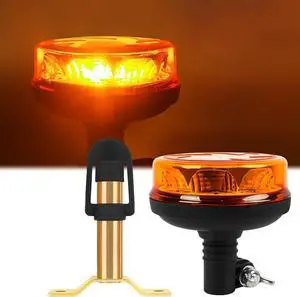 Amber LED Rotating Beacon Light, Flashing Warning Lights with T-Shape Metal Bracket, 12-24V Emergency Strobe Lights for Trucks Vehicles Construction IP67 Waterproof Amber LED Rotating Beacon Light, Flashing Warning Lights with T-Shape Metal Bracket, 12-24V Emergency Strobe Lights for Trucks Vehicles Construction IP67 Waterproof