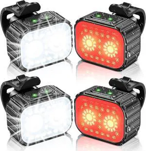 Bike Lights Super Bright, Rechargeable Bicycle Lights Set Multiple Modes, Waterproof Bike Lights for Night Riding/Cycling Safety, Front and Back Bike Reflectors Light, Long Battery Life Bike Lights Super Bright, Rechargeable Bicycle Lights Set Multiple Modes, Waterproof Bike Lights for Night Riding/Cycling Safety, Front and Back Bike Reflectors Light, Long Battery Life