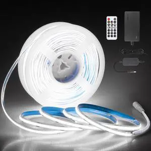 24V COB LED Strip Light 65.6ft One Roll with Remote Cold White 6500K 8mm | Dimmable 480LED/M COB LED Light with Dam-Process Bluetooth APP,Flexible Timer Self-Adhesive LED Rope Light,for Cabinet DIY 24V COB LED Strip Light 65.6ft One Roll with Remote Cold White 6500K 8mm | Dimmable 480LED/M COB LED Light with Dam-Process Bluetooth APP,Flexible Timer Self-Adhesive LED Rope Light,for Cabinet DIY
