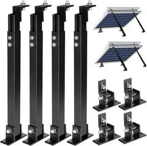 Solar Panel Mount, Aluminum Alloy Adjustable Solar Panel Tilt Mount Brackets, Black Baking Paint Anti-Corrosion Solar Panel Stand Suitable for 50W 70W 100W 150W 200W 300W 400W Solar Panel Mount, Aluminum Alloy Adjustable Solar Panel Tilt Mount Brackets, Black Baking Paint Anti-Corrosion Solar Panel Stand Suitable for 50W 70W 100W 150W 200W 300W 400W