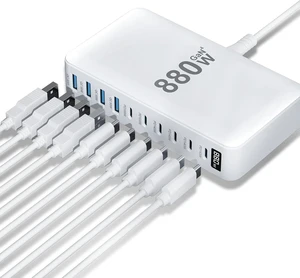 USB C Charger 880W USB C Charger Block,GaN IV 10-Port Charging Station Hub USB C Charger 880W USB C Charger Block,GaN IV 10-Port Charging Station Hub