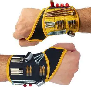 Magnetic Wristband Yellow - Black Bundle | Super Strong Magnets Holds Screws, Nails, Drill Bit. Unique Wrist Support Design Cool Handy Gadget Gifts Magnetic Wristband Yellow - Black Bundle | Super Strong Magnets Holds Screws, Nails, Drill Bit. Unique Wrist Support Design Cool Handy Gadget Gifts