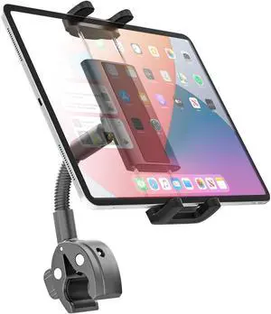 Metal Gooseneck Tablet Mount with Anti-Slip Silicone, Universal Clamp-On Round Tube iPad Holder for Indoor Cycling Bike, Gym Bike, Elliptical & Rowing Machine, Fits 4-13in Tablets & More Metal Gooseneck Tablet Mount with Anti-Slip Silicone, Universal Clamp-On Round Tube iPad Holder for Indoor Cycling Bike, Gym Bike, Elliptical & Rowing Machine, Fits 4-13in Tablets & More