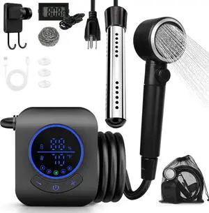 Portable Shower with Water HeaterCamping Shower Pump with 8000mAh Battery, 5-Speed Settings, LCD Display, 6L/min, IPX8Portable Shower Head for Camping, Hiking, Car, Pets Portable Shower with Water HeaterCamping Shower Pump with 8000mAh Battery, 5-Speed Settings, LCD Display, 6L/min, IPX8Portable Shower Head for Camping, Hiking, Car, Pets
