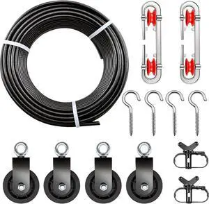 Clothesline Kit, Heavy Duty Clothesline Kit with 3/16" 200Ft PVC Coated Clothes Line Wires, Clothesline Nylon Pulley, Perfect for Drying Clothes Outside Clothesline Kit, Heavy Duty Clothesline Kit with 3/16" 200Ft PVC Coated Clothes Line Wires, Clothesline Nylon Pulley, Perfect for Drying Clothes Outside