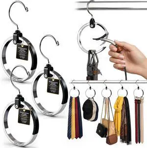 ® Premium Closet Organizer, Rotating Aluminum Ring Hanger with 360° Swivel Hook, Space Saving Accessory Holder for Belts, Ties, Hats, Scarves, Purses & Handbags | Closet Organizer (3 Pack) ® Premium Closet Organizer, Rotating Aluminum Ring Hanger with 360° Swivel Hook, Space Saving Accessory Holder for Belts, Ties, Hats, Scarves, Purses & Handbags | Closet Organizer (3 Pack)
