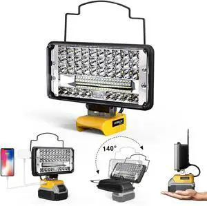 LED Work Light Compatible with DeWalt 20V Battery, 14800LM 148W Cordless Flood Light, 7" Wide Beam, USB & Type-C Charging, Battery Protection, 140° Adjustable Head, Portable Jobsite Light (Tool Only) LED Work Light Compatible with DeWalt 20V Battery, 14800LM 148W Cordless Flood Light, 7" Wide Beam, USB & Type-C Charging, Battery Protection, 140° Adjustable Head, Portable Jobsite Light (Tool Only)