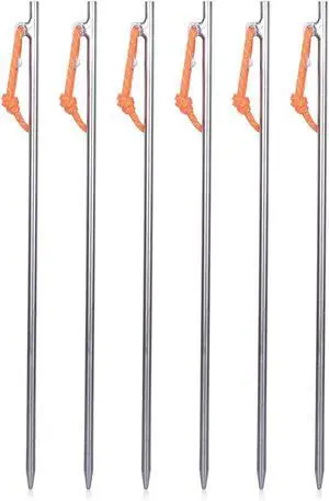 6-Pack Titanium Tent Stakes 20/24/30/35/40cm with Reflective Ropes Ultralight Backpacking Stakes for Camping, Hiking, Picnic, Corrosion-Resistant & Durable Ground Pegs Ti4012P 6-Pack Titanium Tent Stakes 20/24/30/35/40cm with Reflective Ropes Ultralight Backpacking Stakes for Camping, Hiking, Picnic, Corrosion-Resistant & Durable Ground Pegs Ti4012P