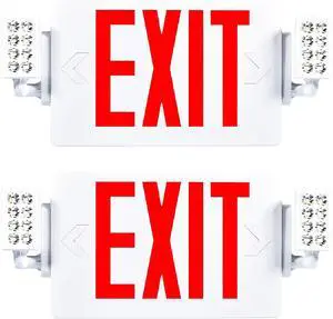 Sunco 2 Pack Red Exit Signs with LED Emergency Lights & Backup Battery | 120-277V Wall/Ceiling Mount, Two Adjustable LED Lights, Commercial Safety Lighting, 90 Minute Battery, 94V-0 Fire Resistant Sunco 2 Pack Red Exit Signs with LED Emergency Lights & Backup Battery | 120-277V Wall/Ceiling Mount, Two Adjustable LED Lights, Commercial Safety Lighting, 90 Minute Battery, 94V-0 Fire Resistant