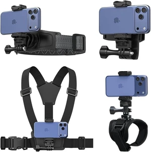 4 in 1 Phone Accessories Kit, Quick Release Head Strap Mount + Chest Mount Harness + Backpack Clip Holder + Palm Strap Kit for POV/VLOG,Cell Phone Clip Compatible with iPhone, and More Phones 4 in 1 Phone Accessories Kit, Quick Release Head Strap Mount + Chest Mount Harness + Backpack Clip Holder + Palm Strap Kit for POV/VLOG,Cell Phone Clip Compatible with iPhone, and More Phones