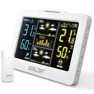 Wireless Weather Station with Outdoor Sensor, Indoor Outdoor Thermometer Hygrometer, HD Color Display, Smart Backlight, Rechargeable Battery Temperature Humidity Monitor Wireless Weather Station with Outdoor Sensor, Indoor Outdoor Thermometer Hygrometer, HD Color Display, Smart Backlight, Rechargeable Battery Temperature Humidity Monitor
