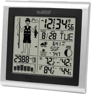 308-1451 Atomic Forecast Station with Fisherman Icon, In/Out Temperature, Humidity, Barometer, Sunrise/Sunset, Dual Alarms 308-1451 Atomic Forecast Station with Fisherman Icon, In/Out Temperature, Humidity, Barometer, Sunrise/Sunset, Dual Alarms