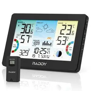 HW75 Wireless Weather Station, 7.5 Inch Color Display | Indoor outdoor temp & humidity, barometric pressure, atomic clock, heat index, tide HW75 Wireless Weather Station, 7.5 Inch Color Display | Indoor outdoor temp & humidity, barometric pressure, atomic clock, heat index, tide