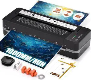 13inch Heavy-Duty 4-Roller 11x17 Laminator Machine, 1000mm/min | 3-10 Mil Thick A3 Laminating Machine, Fast Warm-up, Auto-Reverse Anti-Jam, Includes 30-Sheets for Office & School, Black 13inch Heavy-Duty 4-Roller 11x17 Laminator Machine, 1000mm/min | 3-10 Mil Thick A3 Laminating Machine, Fast Warm-up, Auto-Reverse Anti-Jam, Includes 30-Sheets for Office & School, Black